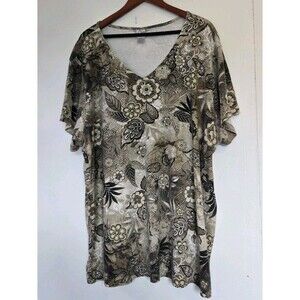 VTG Fashion Bug Tunic Womens 4X Brown Goblincore Peasant Renaissance Earthy